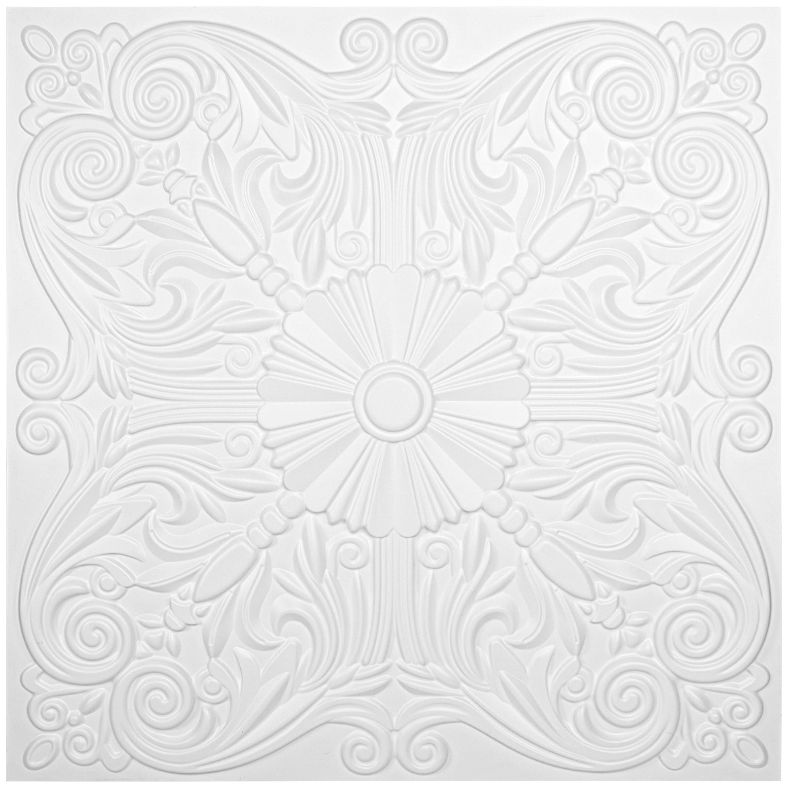Art3d 2 ft.x 2 ft. Glue-up or Lay in Ceiling Tile PVC 3D Champs Elysees in White(12-Pack)