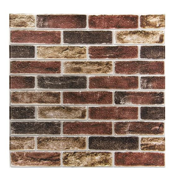 Art3d 20-Pack 105 Sq.Ft Faux Brick 3D Wall Panels Peel and Stick in Red Brown, Self Adhesive Waterproof Foam Wallpaper