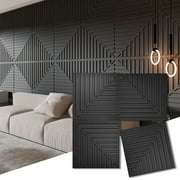 Art3d 24''X24'' Black Drop Ceiling Tiles, PVC 3D Textured Panels for Interior Wall Décor,12-Pack,48sq.ft.