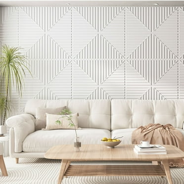 Art3d 24''X24'' White Drop Ceiling Tiles, PVC 3D Textured Panels for Interior Wall Décor,12-Pack,48sq.ft.