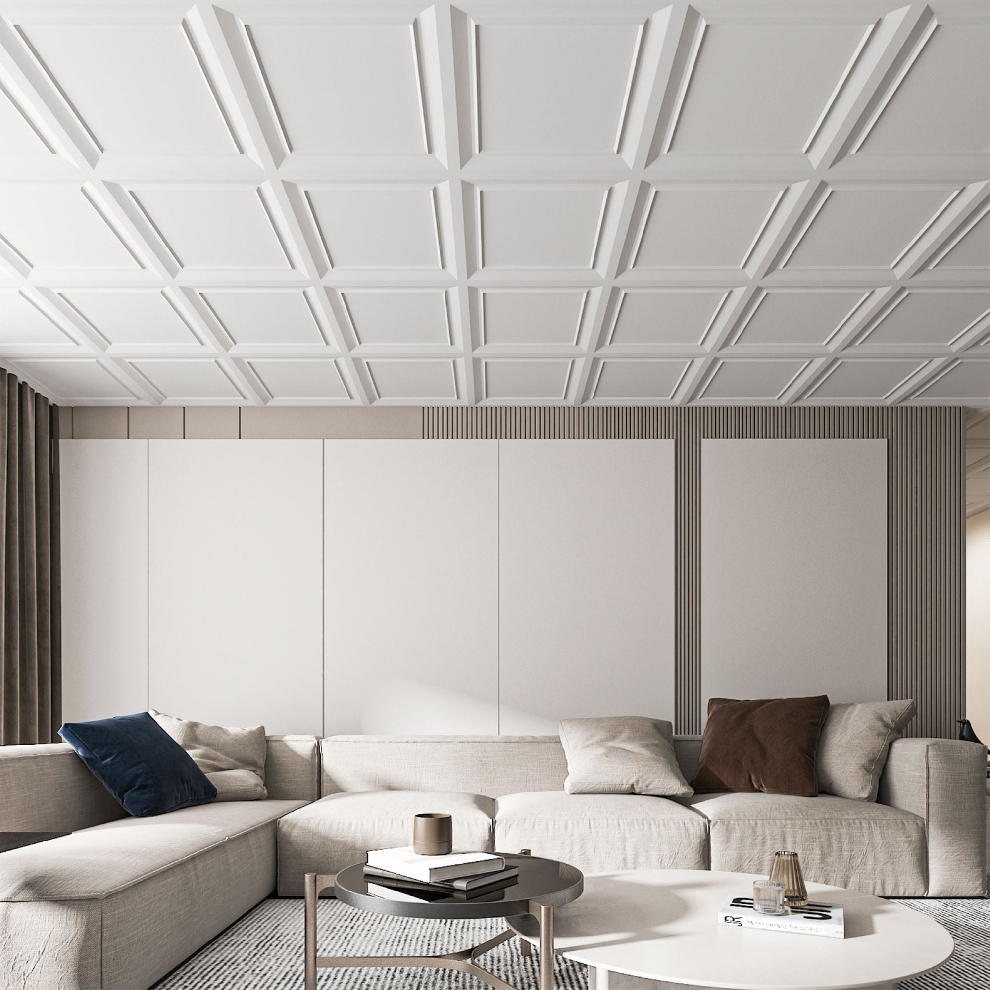 Art3d 24 x 24 Drop Ceiling Tiles for Interior Wall Decor,White Glue Up Ceiling Tile,Pack of 12