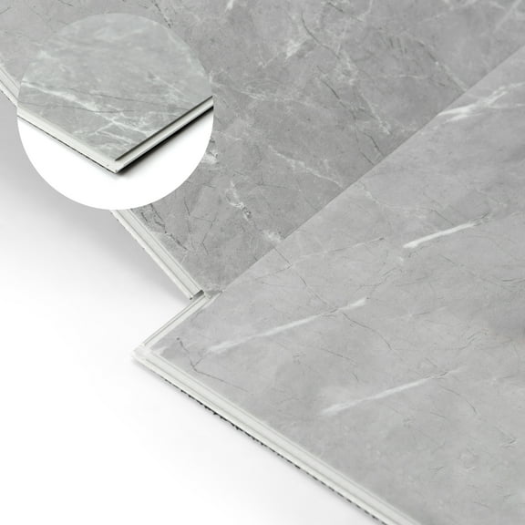 Art3d 24''x12'' 12Pcs Click-Lock Luxury Vinyl Flooring Tile, Interlocking Waterproof SPC Rigid Core Marble Flooring Tile,24 Sq.ft,Gray Marble