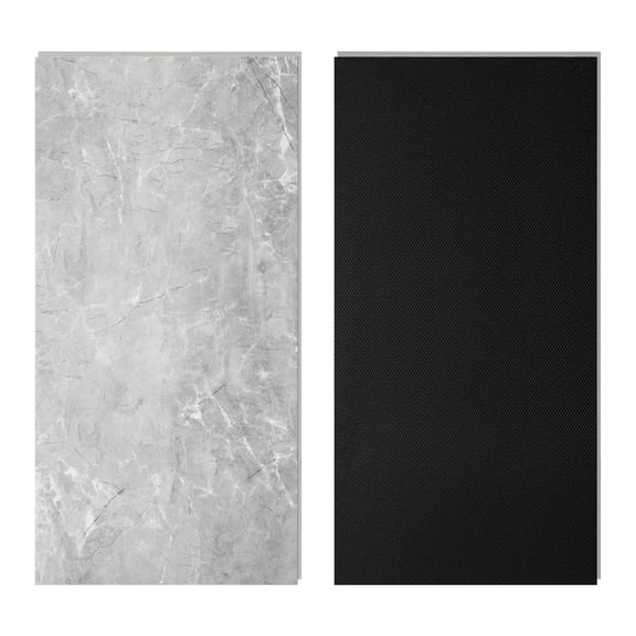 Art3d 24''x12'' 12Pcs Click-Lock Luxury Vinyl Flooring Tile, Interlocking Waterproof SPC Rigid Core Marble Flooring Tile,24 Sq.ft,Gray Marble