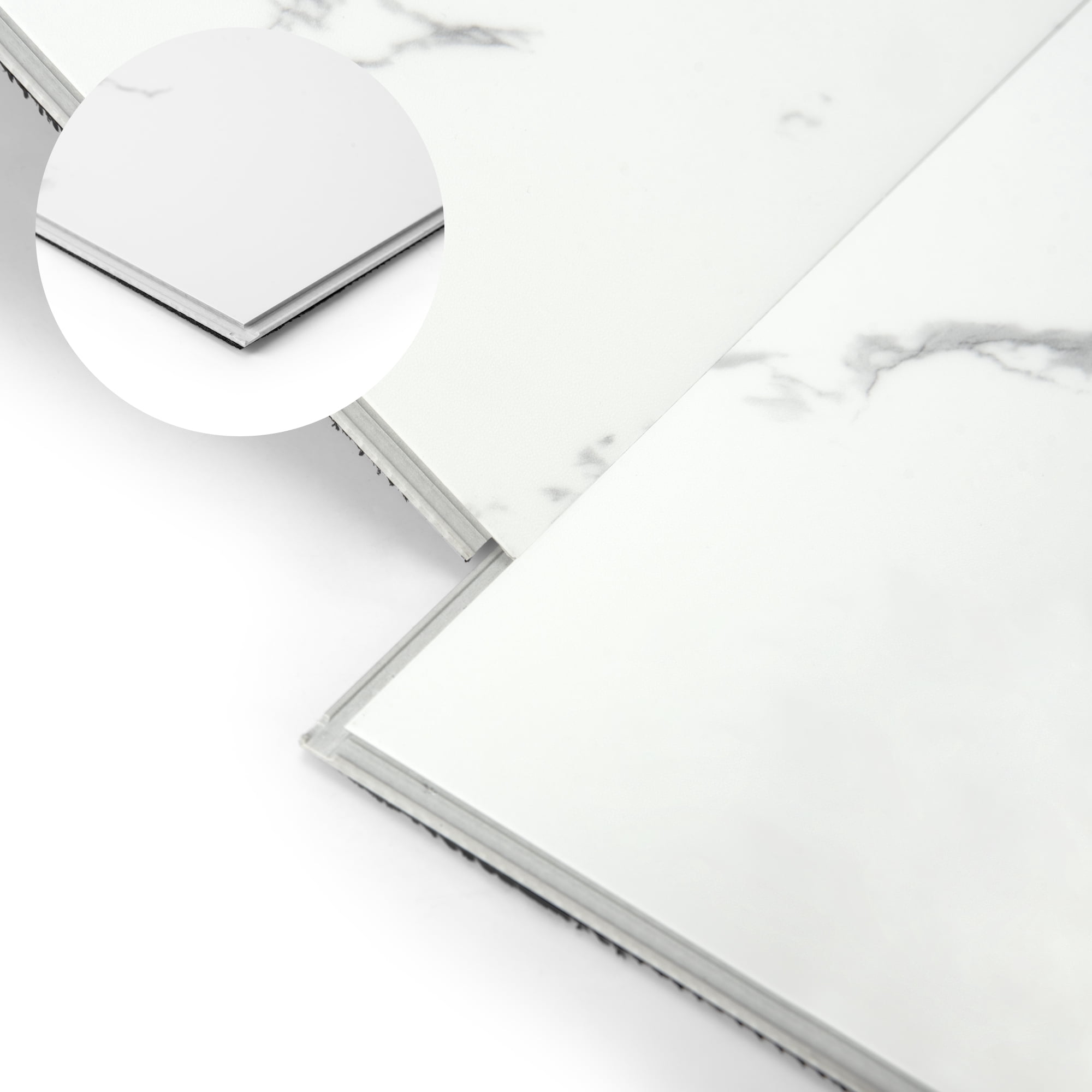 Art3d 24''x12'' 12Pcs Click-Lock Luxury Vinyl Flooring Tile, Interlocking Waterproof SPC Rigid Core Marble Flooring Tile,24 Sq.ft,White Marble