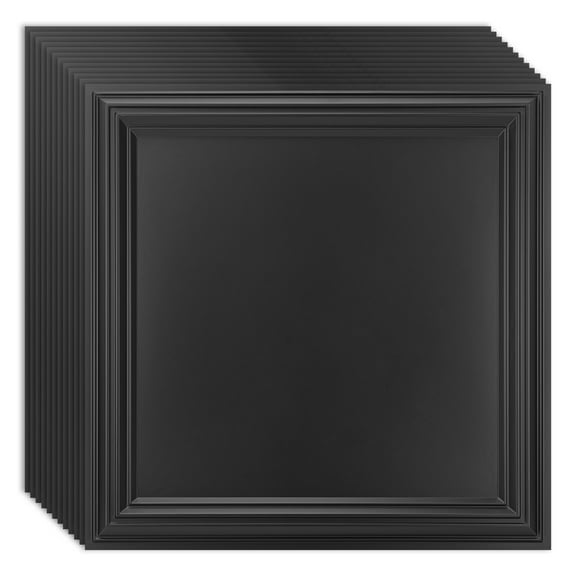 Art3d 24''x24'' Drop in Ceiling Tiles,12 Pcs 3D PVC Panels for Home, Office & Commercial Space,Black