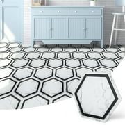 Art3d 30-Pack 11.8" x 10.2" White Marble Hexagon Peel and Stick Flooring Tile, Self Adhesive Waterproof Vinyl Floor Tile