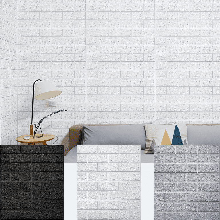 Art3d 30 Pcs Peel and Stick White Brick Wallpaper Faux Foam Brick Wall  Panel（16.54 x 12.6 ）