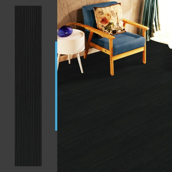 Art3d 36-Pack 54 Sq.ft Peel and Stick Floor Tiles Vinyl Plank Flooring Wood Look-Black