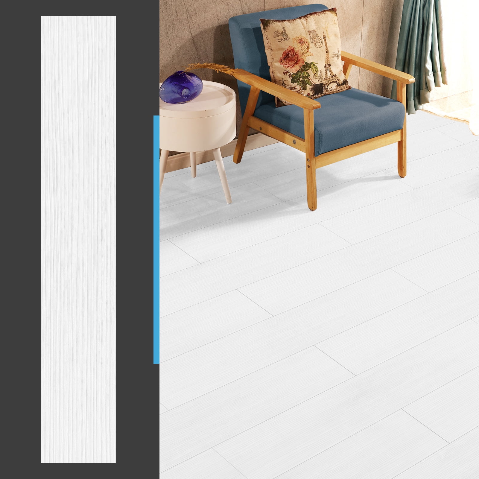 Art3d 36-Pack 54 Sq.ft Peel and Stick Floor Tiles Vinyl Plank Flooring Wood Look-White