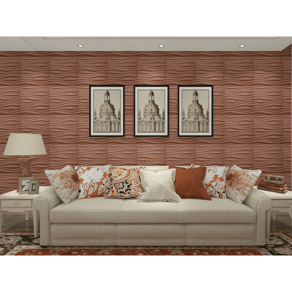 Art3d 3D Leather Tiles Decoartive 3D Wall Panels, Chocolate Wave 23.6" x 23.6" (6 Pack)