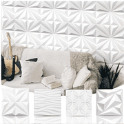 Art3d 3D Wall Panels Matte White 197" x 197" x 005" Embossed PVC Decorative, 12 Pieces, Pack