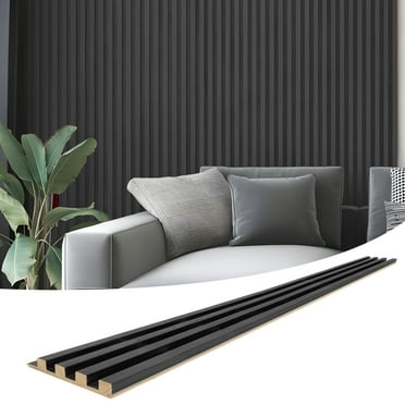 Art3d 4-Piece 104'' x 5.7''x 0.67'' Solid Wood Slat Wall Panels for Interior and Ceiling Decor,16.5 Sq.ft/Case,Black