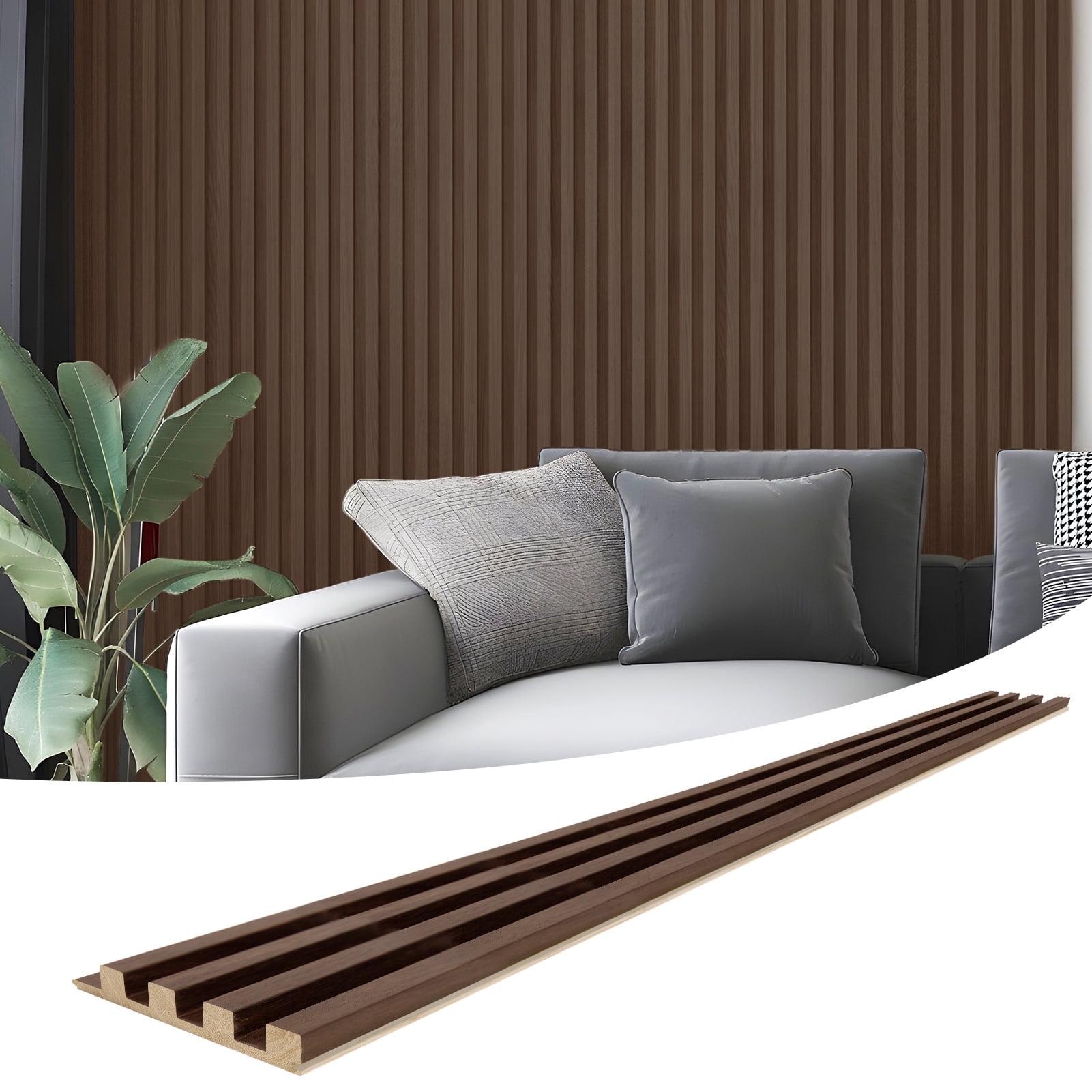 Art3d 4-Piece 104'' x 5.7''x0.67'' Solid Wood Slat Wall