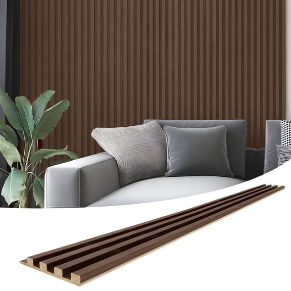 Art3d 4-Piece 104'' x 5.7''x 0.67'' Solid Wood Slat Wall Panels for Interior and Ceiling Decor,16.5 Sq.ft/Case,Walnut