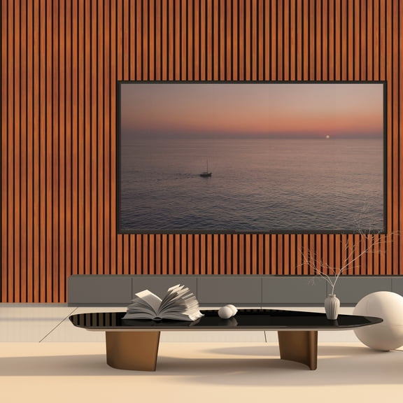 Art3d 4-Piece Wood Slat Acoustic Panels,3D Textured Panel for Ceiling and Wall-Cherry