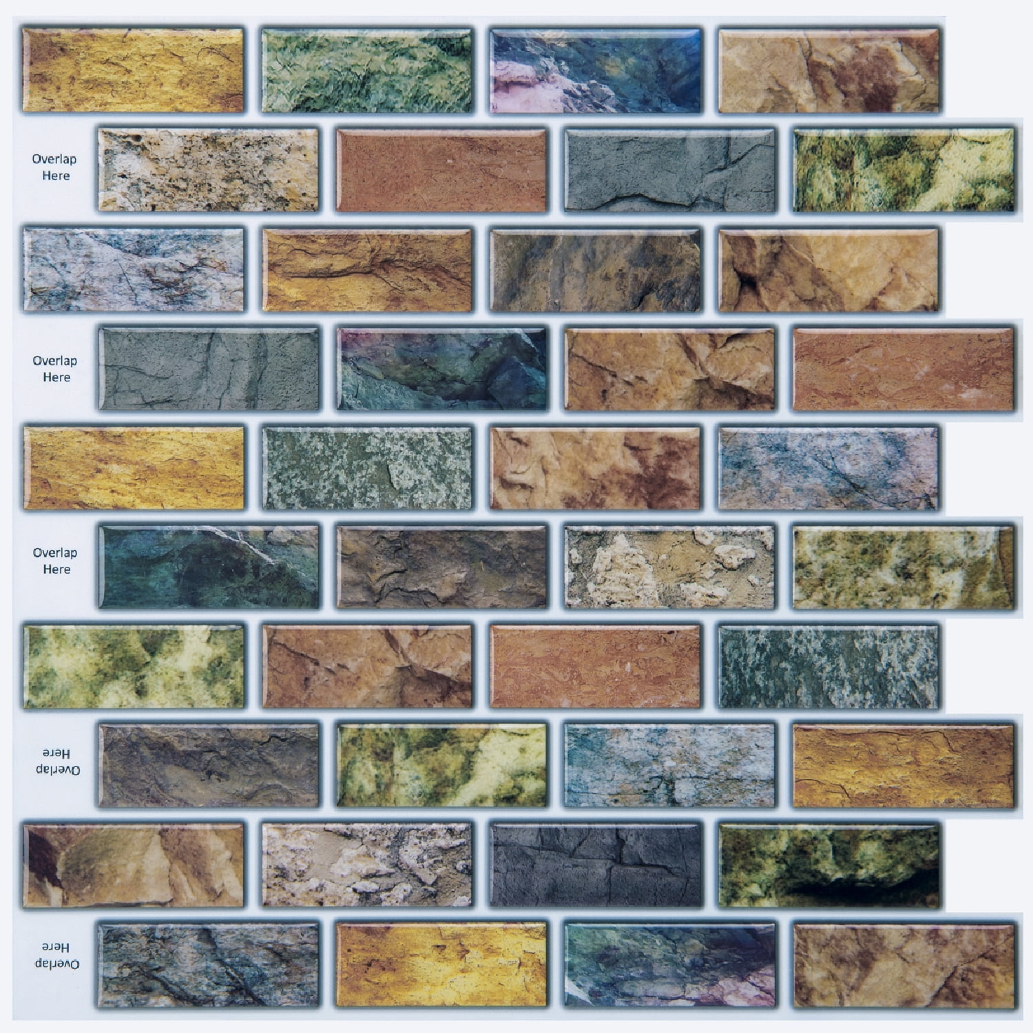 Art3d Amber Mix Peel and Stick Backsplash Tile  Kitchen Wall Tile 12 in. x 12 in. (10-Pack)