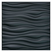 Art3d Black Wave Design IV 19.7x19.7 PVC 3D Wall Panel 12-Pack