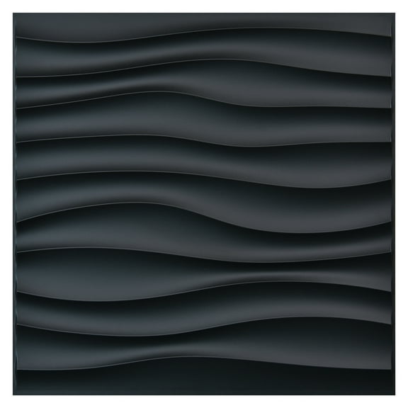 Art3d 19.7 in. x 19.7 in. PVC 3D Wall Panel,Wave Design in Black(12-Pack)
