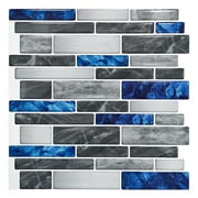 Art3d Blue & Gray 11.81 in. x 11.81 in. Peel and Stick Wall Tile Backsplash for Kitchen Living Room(10-Pack)