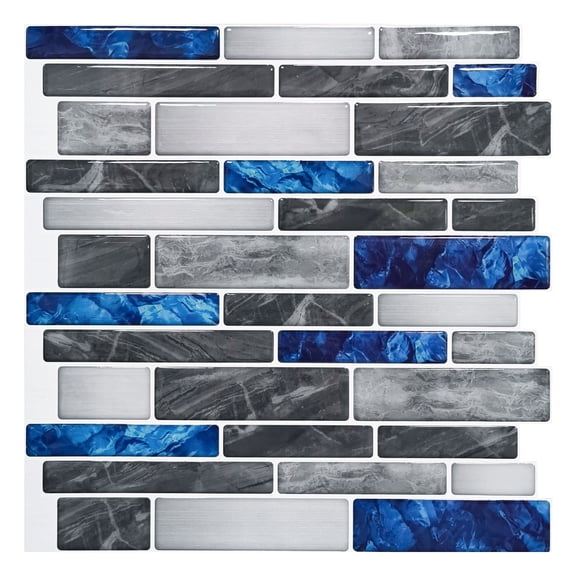 Art3d Blue & Gray 11.81 in. x 11.81 in. Peel and Stick Wall Tile Backsplash for Kitchen Living Room(10-Pack)
