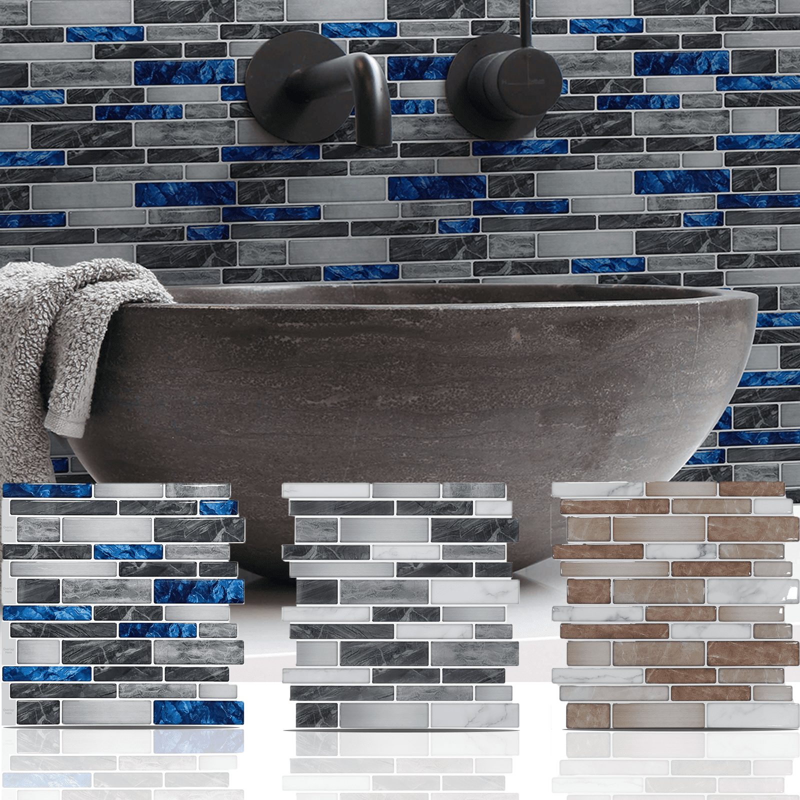 gray glass backsplash tile