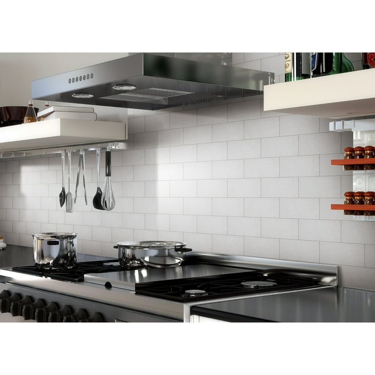 Art3d Brushed Aluminium 6 in. x 3 in. Peel and Stick Wall Tile Backsplash (100-Pack) Art3d Brushed Aluminium 6 in. x 3 in. Peel and Stick Wall Tile Backsplash (100-Pack)