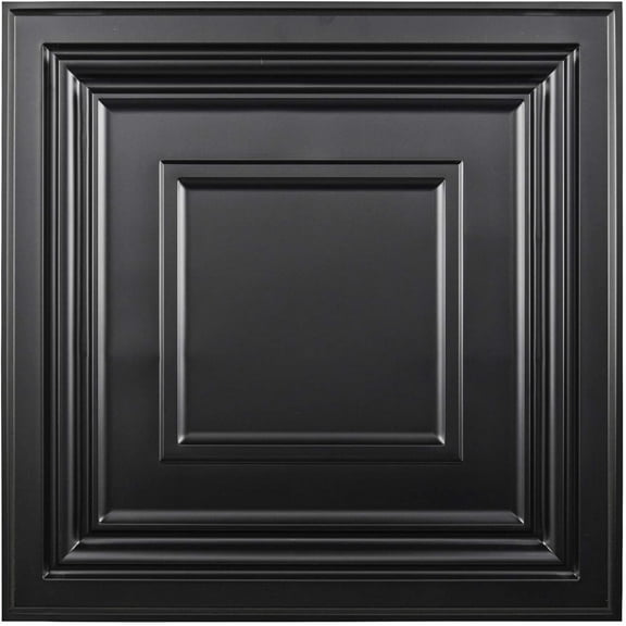 Art3d PVC Drop Ceiling Tile 2ft x 2ft Pack of 12pcs, Glue up Ceiling Tile for Home Decor,Black, 48 Sq.ft