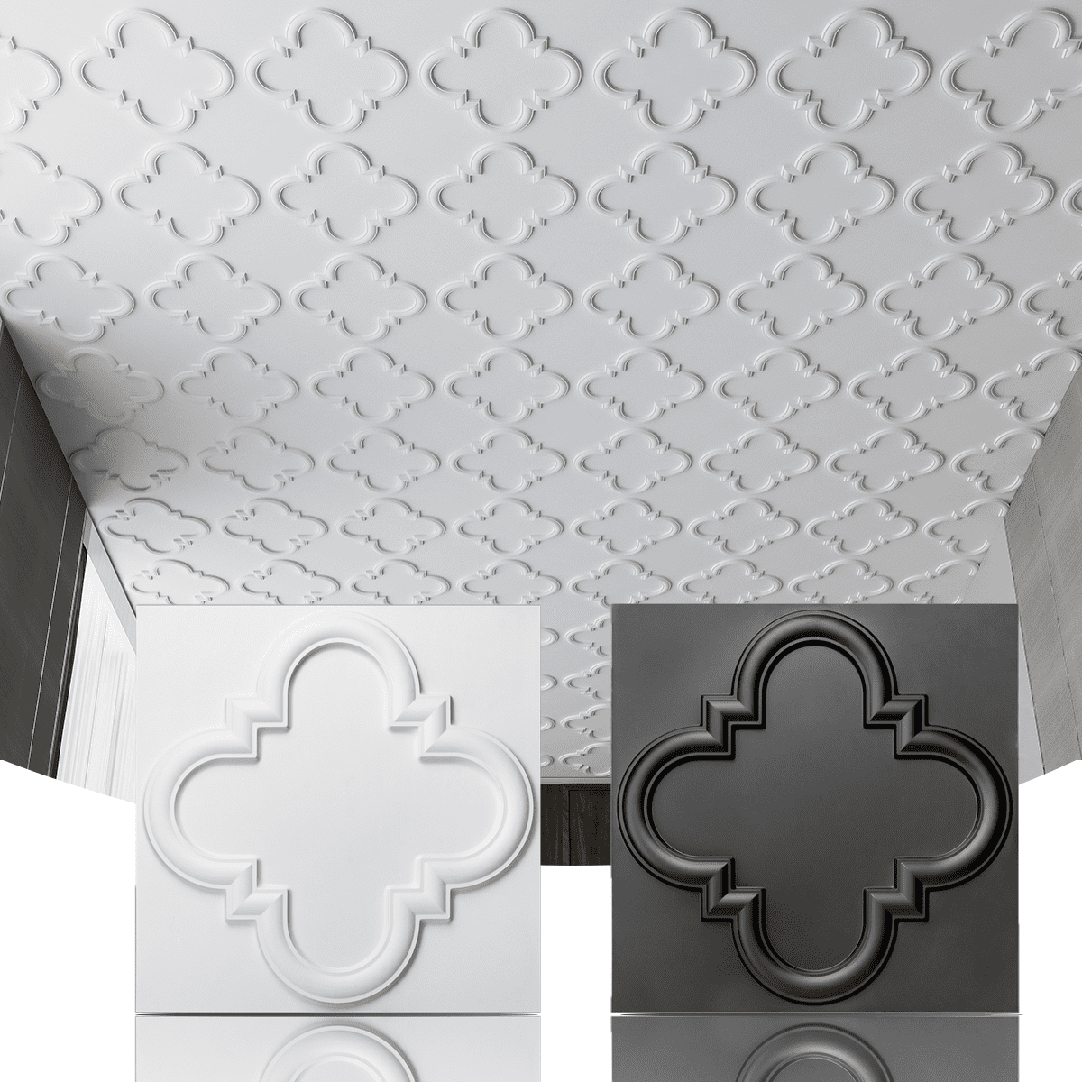 Art3d Decorative Dropin Ceiling Tiles 24x24, Pack of 12pcs in White