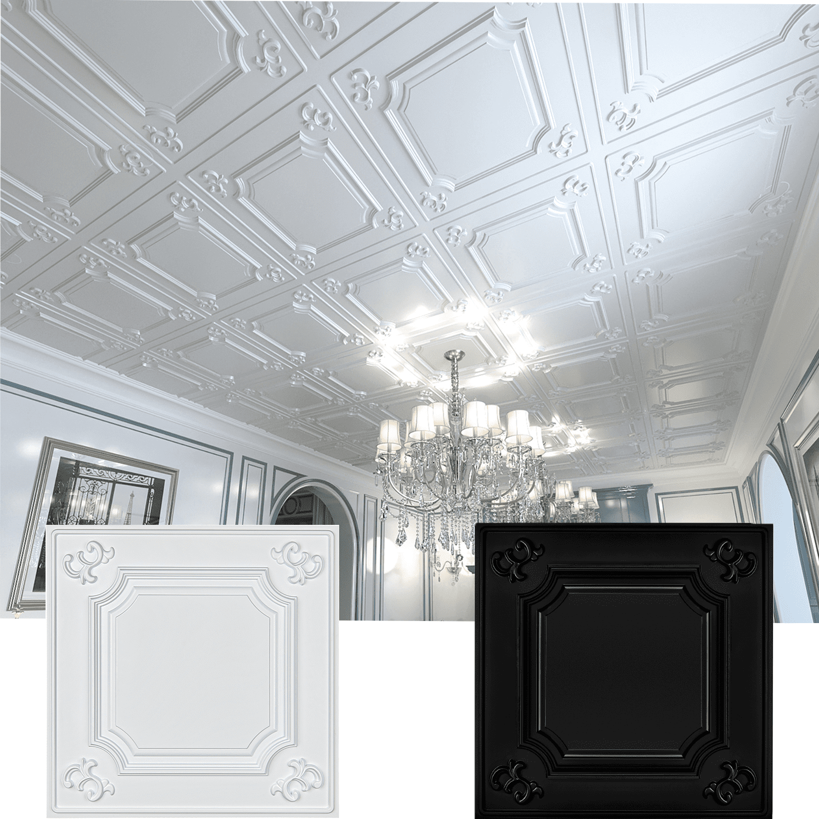 Art3d Drop Ceiling Tiles 24x24 in Black (12-Pack, 48 Sq.ft ...