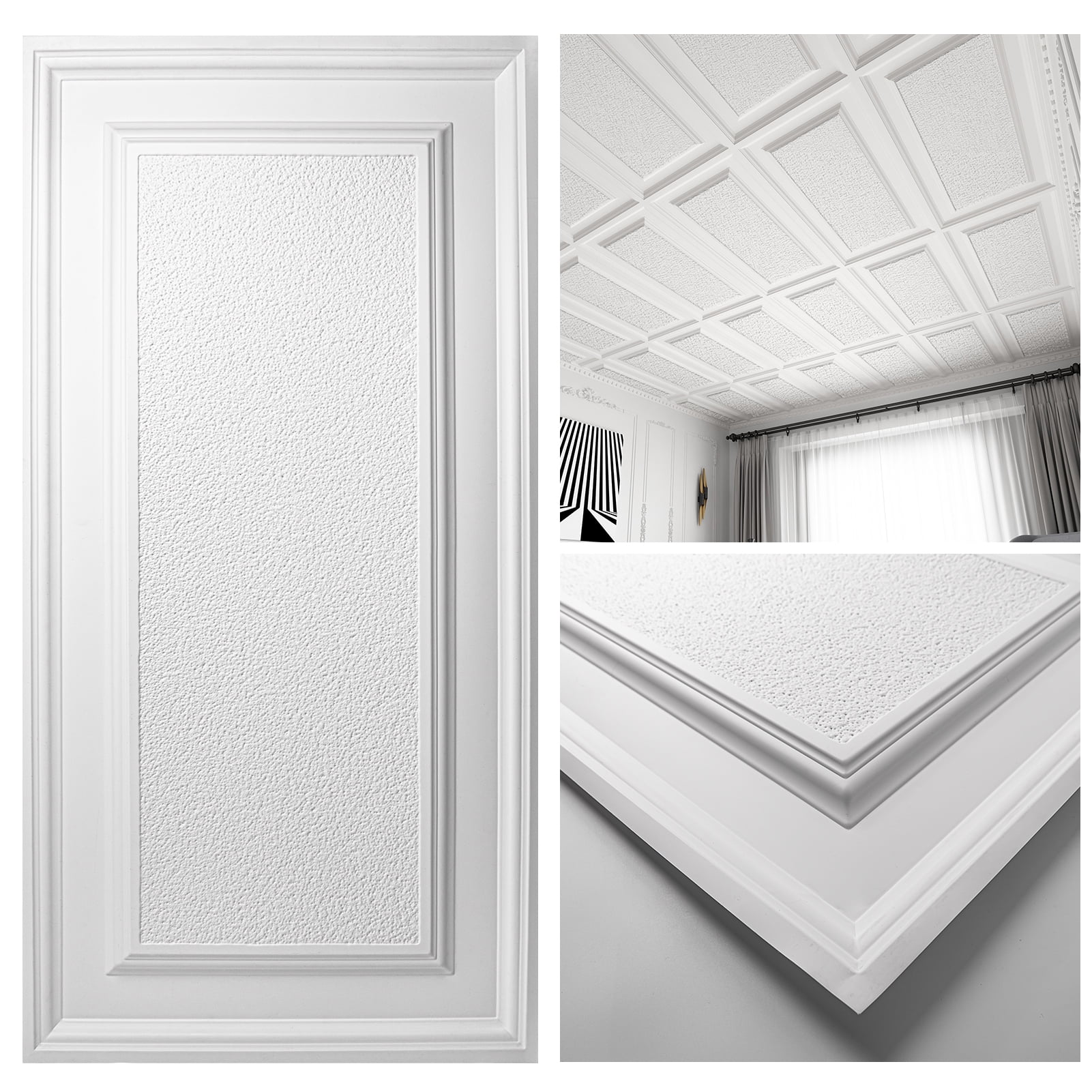 Art3d Drop Ceiling Tiles 24x48 inch White (12Pack, 96 Sq.ft), 3D