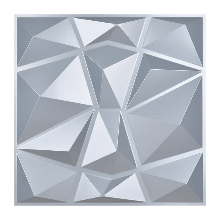 Art3d Gray Diamond Design 19.7 in. x 19.7 in. PVC 3D Wall Panel (12-Pack)