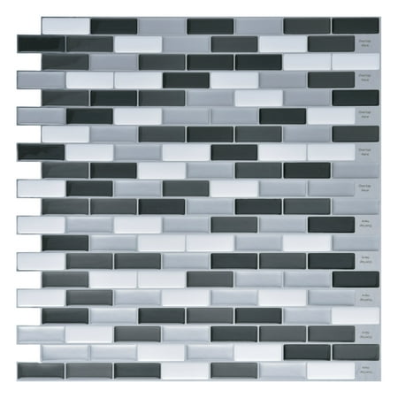 Art3d Gray Mosic 12 in. x 12 in. Peel and Stick Wall Tile Backsplash (6-Pack)