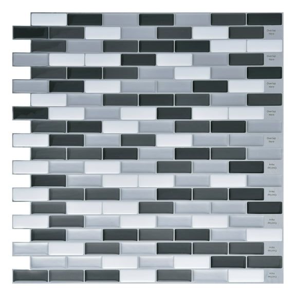 Art3dGray Mosic 12 in. x 12 in. Peel and Stick Wall Tile Backsplash (6-Pack)