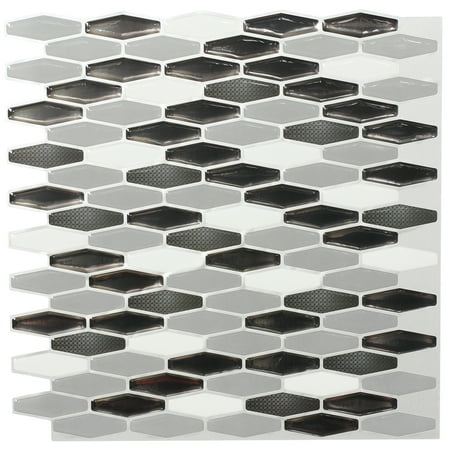 Art3d Gray Rhombus 12 In. X 12 In. Peel and Stick Wall Tile Backsplash (6-Pack)