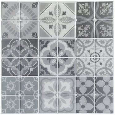 Art3d Gray Talavera 10-Pack 12"x12" Peel and Stick Backsplash Tile for Kitchen Wall Tile