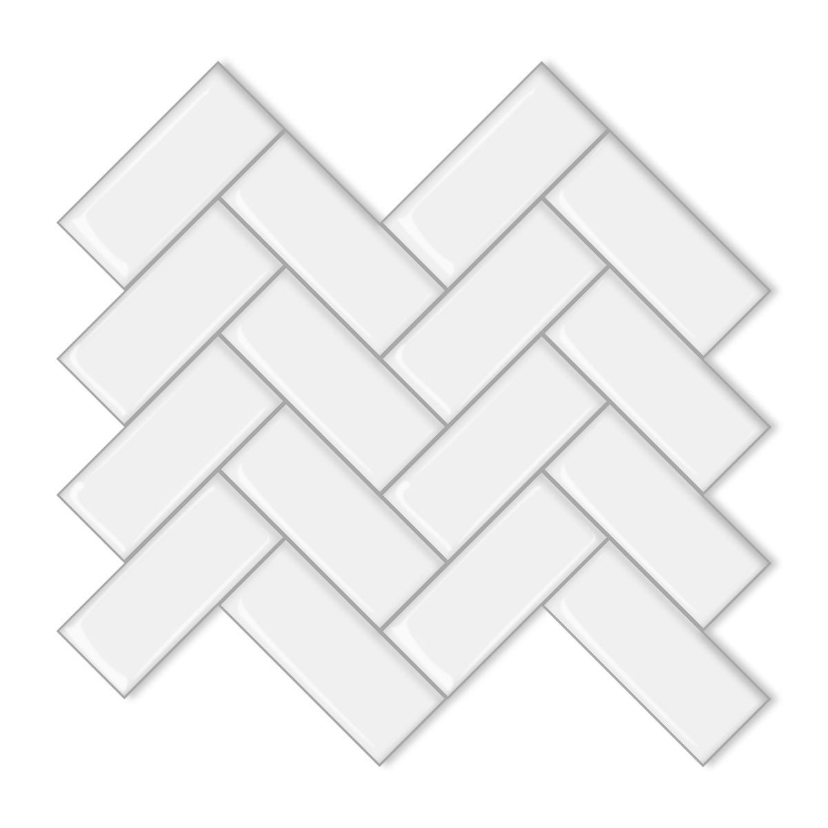 Art3d Herringbone Peel and Stick Backsplash Tiles (10 Tiles, Thicker Version)