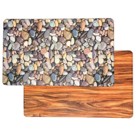 Art3d 18" X 30" Double-Sided Premium All-Purpose Non-Slip Anti-Fatigue Kitchen Standing Rug, Comfort Mat with Extra Support and Thick in River Stone and Wood Grain