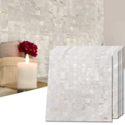 Art3d Mother of Pearl Shell Mini Square Seamless Mosaic Tile for Kitchen Backsplash, Nature Pearl, 12" L X 12" W,10 Sheets