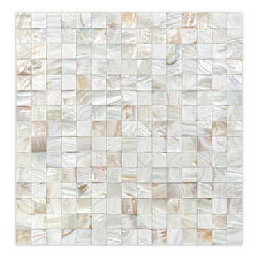 Art3d Mother of Pearl Shell Mini Square Seamless Mosaic Tile for Kitchen Backsplash, Nature Pearl, 12" L X 12" W,(10 Sheets)