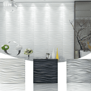 Art3d PVC 3D Wall Panels For Living Bedroom kitchen White 19.7" x 19.7" (12 Pack)