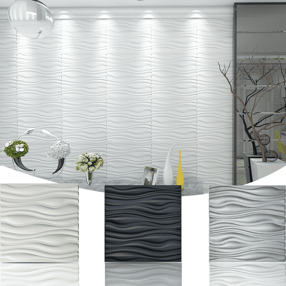Art3d PVC 3D Wall Panels For Living Bedroom kitchen White 19.7" x 19.7 ...