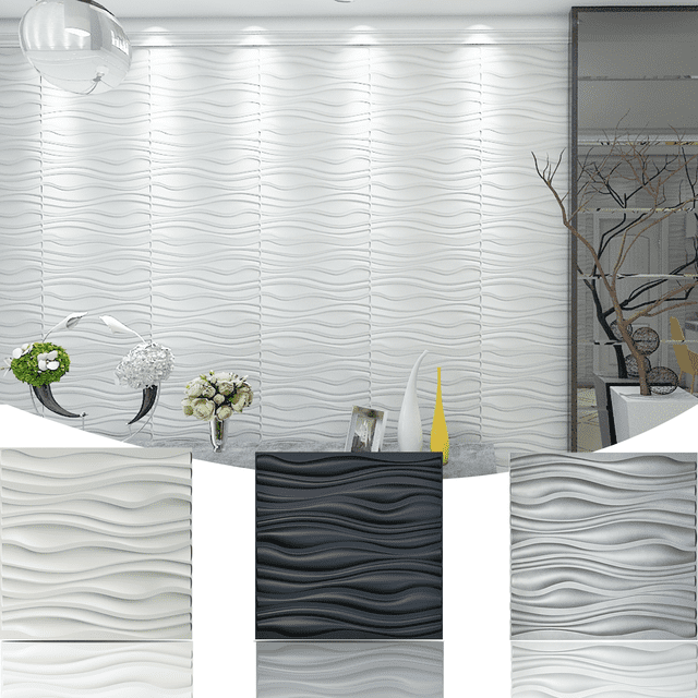 Art3d PVC 3D Wall Panels For Living Bedroom kitchen White 19.7" x 19.7 ...