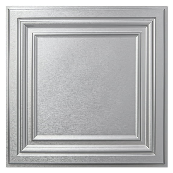 Art3d PVC Ceiling Tiles 12-Piece 24x24 inch Glue up Ceiling Tiles in Antique Sliver