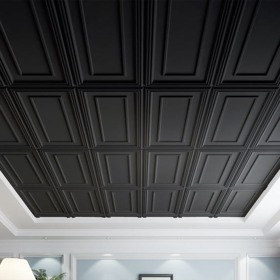 Art3d PVC Ceiling Tiles,Drop Ceiling Panel,24x48 inch(12-Pack)-Black