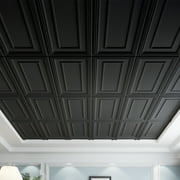 Art3d PVC Ceiling Tiles,Drop Ceiling Panel,24x48 inch12-Pack-Black