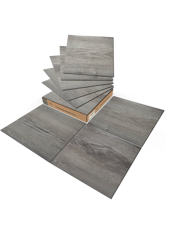 Peel and Stick Vinyl Floor Tiles 30-Pack 12 x 12 inch, Self Adhesive Waterproof Flooring Wood Planks for Kitchen, Dining Room, Bedrooms, Cover 30 Sq. Ft, Taupe Ash