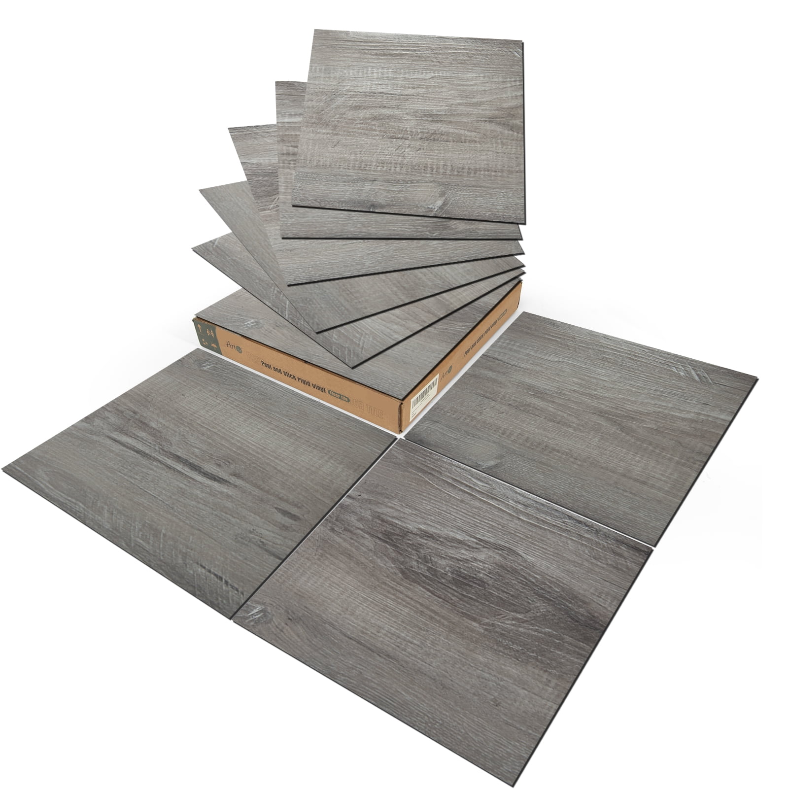 Art3d Peel and Stick Vinyl Floor Tiles 30-Pack 12 x 12 inch, Self Adhesive  Waterproof Flooring Wood Planks for Kitchen, Dining Room, Bedrooms, Cover  30 Sq. Ft, Ebony