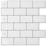 Art3d Peel and Stick Backsplash Tile, 10-Sheet Stick on Subway Tiles for Kitchem, Bathroom Back Splashes, 12"x12", Warm White with Gray Grout
