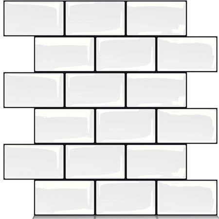 Art3d Peel and Stick Backsplash Tile 12" x 12" Thicker Design White Subway Tiles (10-Pack)