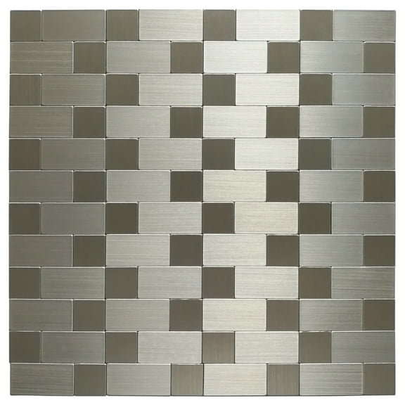 Art3d Peel and Stick Backsplash Tile 12"x12" Brushed Silver Aluminium Silver Bathroom/Kitchen Tile (1-Pack)